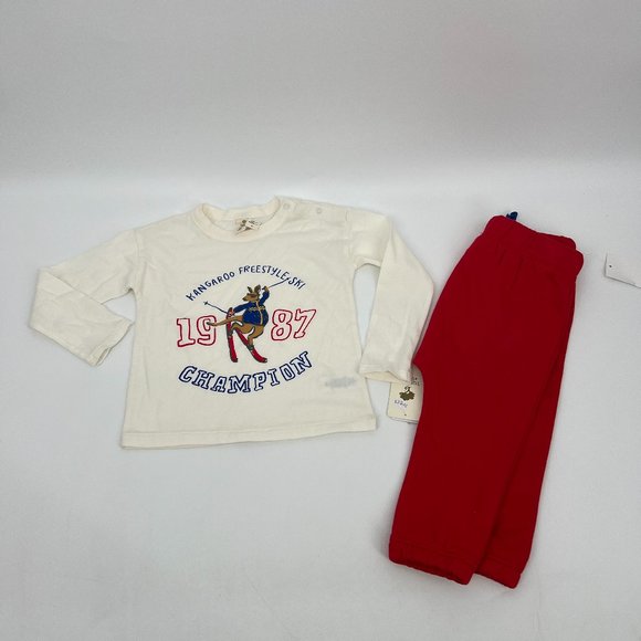 Tucker + Tate Baby Graphic Tee & Pant Set Ivory Egret Kangaroo Freestyle 24M NWT - Picture 2 of 7